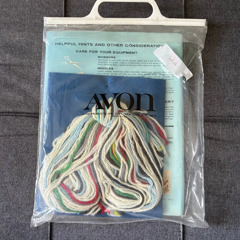 Country Snowscape Vintage Stamped Crewel Needlecraft Embroidery Kit by Avon 1973